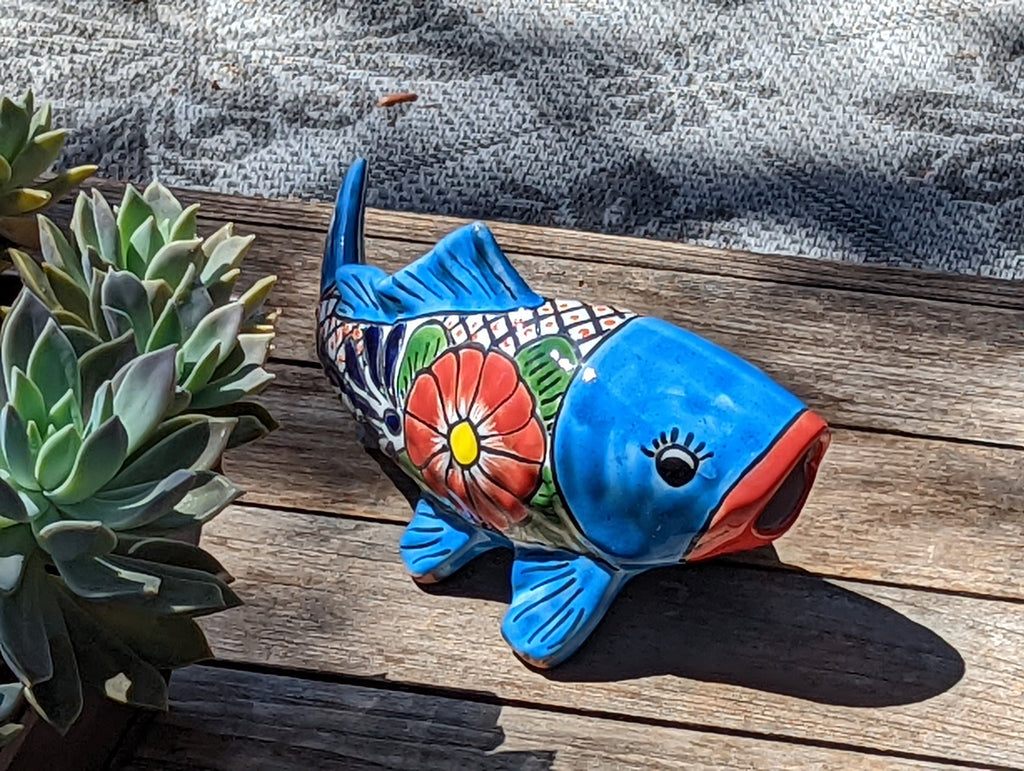 Ceramic Fish, Talavera Pottery, Handmade in Mexico, Fish Home Decor, Garden or Porch Decor, Yard Art, Unique Gift for Fish Lovers