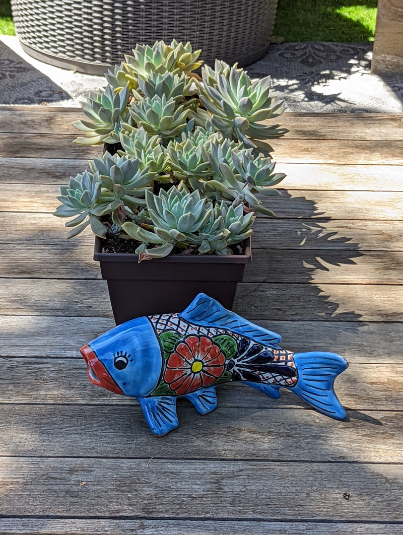 Ceramic Fish, Talavera Pottery, Handmade in Mexico, Fish Home Decor, Garden or Porch Decor, Yard Art, Unique Gift for Fish Lovers