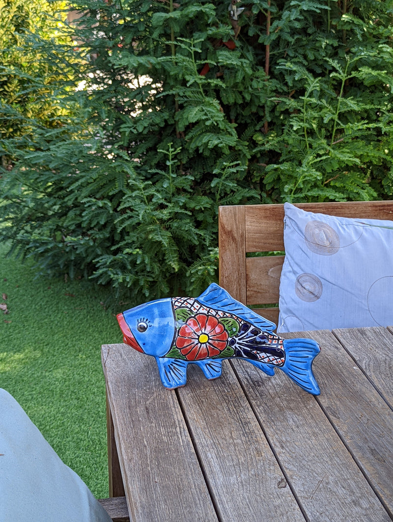 Ceramic Fish, Talavera Pottery, Handmade in Mexico, Fish Home Decor, Garden or Porch Decor, Yard Art, Unique Gift for Fish Lovers