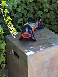 Ceramic Fish, Talavera Pottery, Handmade in Mexico, Fish Home Decor, Garden or Porch Decor, Yard Art, Unique Gift for Fish Lovers