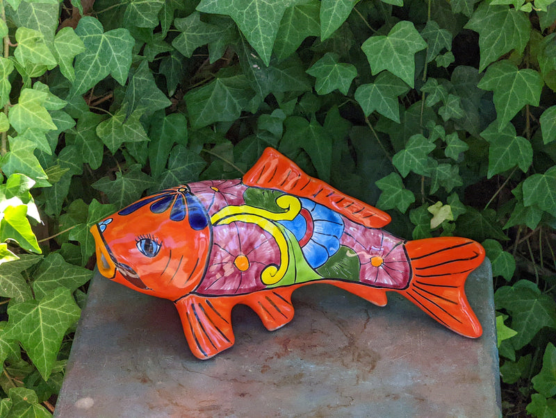 Ceramic Fish, Talavera Pottery, Handmade in Mexico, Fish Home Decor, Garden or Porch Decor, Yard Art, Unique Gift for Fish Lovers