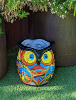 Gorgeous 14" Owl Flower Pot, Talavera Ceramic Planter, Handmade Pottery, Outdoor Garden Decor, Indoor Home Decor, Unique Gift for Birders