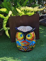 Gorgeous 14" Owl Flower Pot, Talavera Ceramic Planter, Handmade Pottery, Outdoor Garden Decor, Indoor Home Decor, Unique Gift for Birders