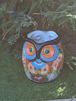 Gorgeous 14" Owl Flower Pot, Talavera Ceramic Planter, Handmade Pottery, Outdoor Garden Decor, Indoor Home Decor, Unique Gift for Birders