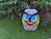 Gorgeous 14" Owl Flower Pot, Talavera Ceramic Planter, Handmade Pottery, Outdoor Garden Decor, Indoor Home Decor, Unique Gift for Birders