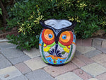 Gorgeous 14" Owl Flower Pot, Talavera Ceramic Planter, Handmade Pottery, Outdoor Garden Decor, Indoor Home Decor, Unique Gift for Birders