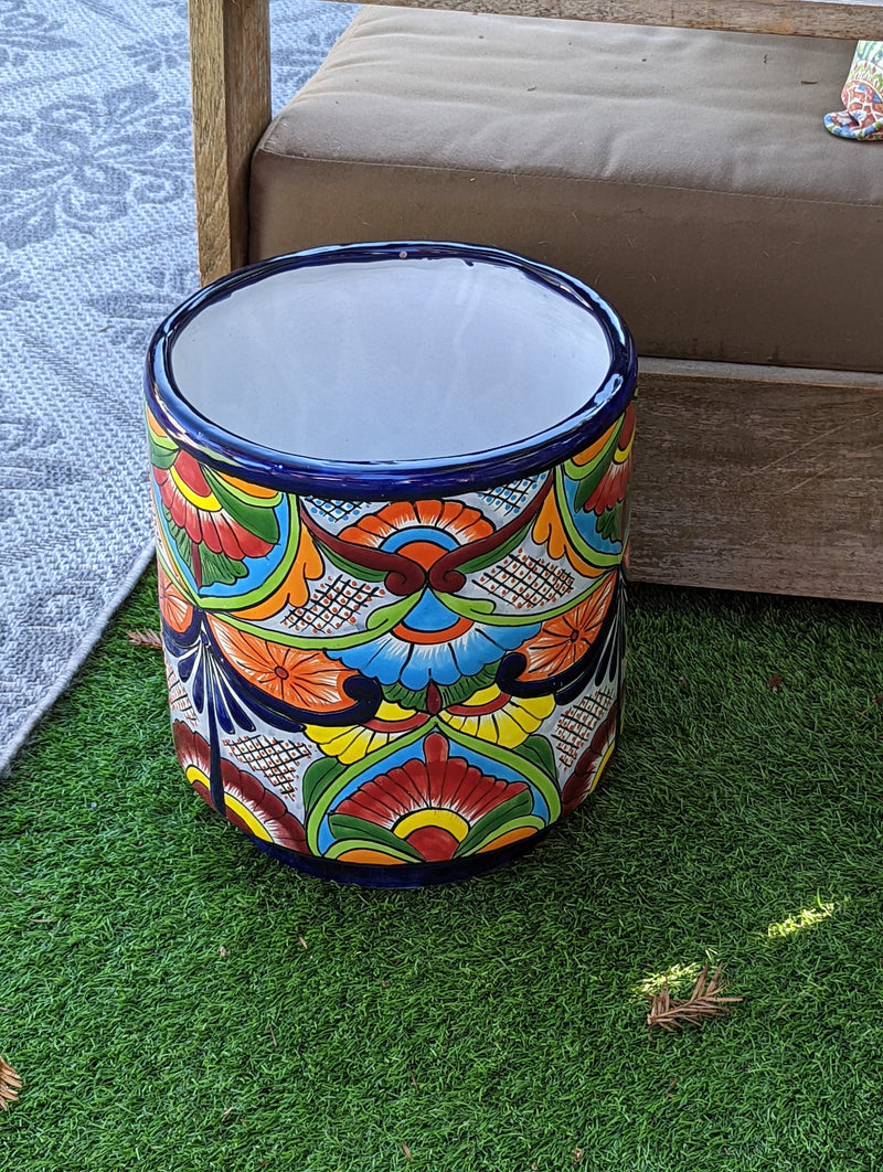 Colorful 12" Round Flower Pot, Talavera Ceramic Planter, Handmade Pottery, Outdoor Garden Decor, Indoor Home Decor, Unique Housewarming Gift