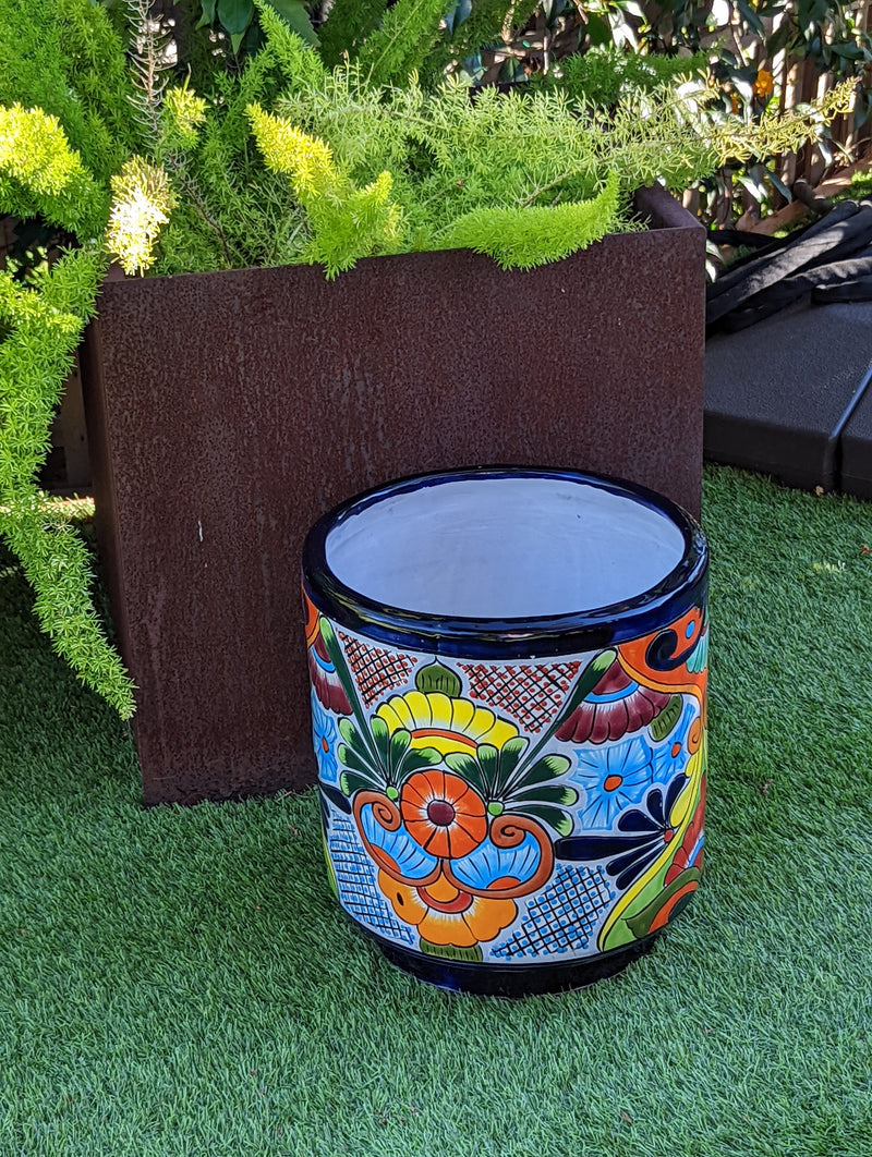 Colorful 12" Round Flower Pot, Talavera Ceramic Planter, Handmade Pottery, Outdoor Garden Decor, Indoor Home Decor, Unique Housewarming Gift