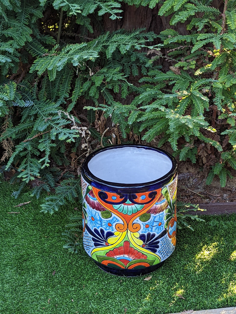 Colorful 12" Round Flower Pot, Talavera Ceramic Planter, Handmade Pottery, Outdoor Garden Decor, Indoor Home Decor, Unique Housewarming Gift