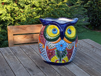 Gorgeous 14" Owl Flower Pot, Talavera Ceramic Planter, Handmade Pottery, Outdoor Garden Decor, Indoor Home Decor, Unique Gift for Birders