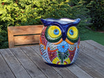 Gorgeous 14" Owl Flower Pot, Talavera Ceramic Planter, Handmade Pottery, Outdoor Garden Decor, Indoor Home Decor, Unique Gift for Birders