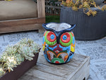 Gorgeous 14" Owl Flower Pot, Talavera Ceramic Planter, Handmade Pottery, Outdoor Garden Decor, Indoor Home Decor, Unique Gift for Birders