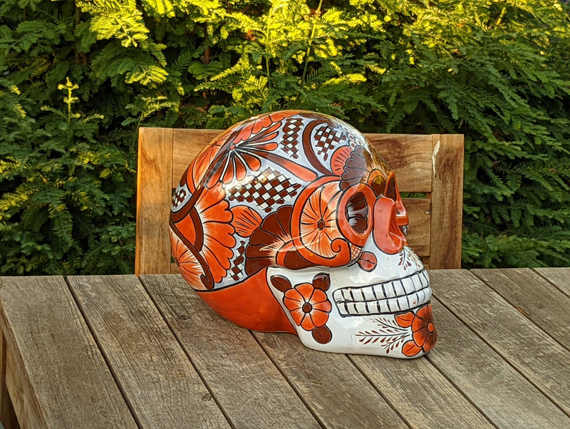 Colorful Skull Decor, Talavera Pottery, Ceramic Skull Art, Decorative Skull Head, Day of the Dead, Largest Size, Halloween Party Decoration