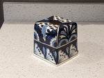 Tissue Holder, Blue & White Tissue Cover, Square Tissue Box Holder, Ceramic Talavera Pottery, Handmade in Mexico, 6" Tall