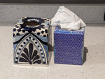 Tissue Holder, Blue & White Tissue Cover, Square Tissue Box Holder, Ceramic Talavera Pottery, Handmade in Mexico, 6" Tall