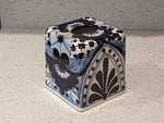 Tissue Holder, Blue & White Tissue Cover, Square Tissue Box Holder, Ceramic Talavera Pottery, Handmade in Mexico, 6" Tall