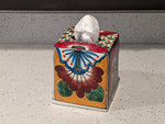 Tissue Holder, Blue & White Tissue Cover, Square Tissue Box Holder, Ceramic Talavera Pottery, Handmade in Mexico, 6" Tall