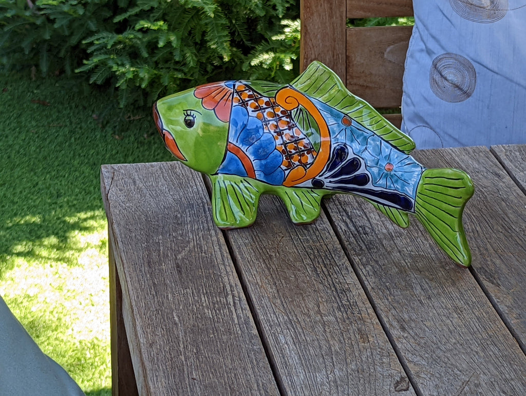 Ceramic Fish, Talavera Pottery, Handmade in Mexico, Fish Home Decor, Garden or Porch Decor, Yard Art, Unique Gift for Fish Lovers