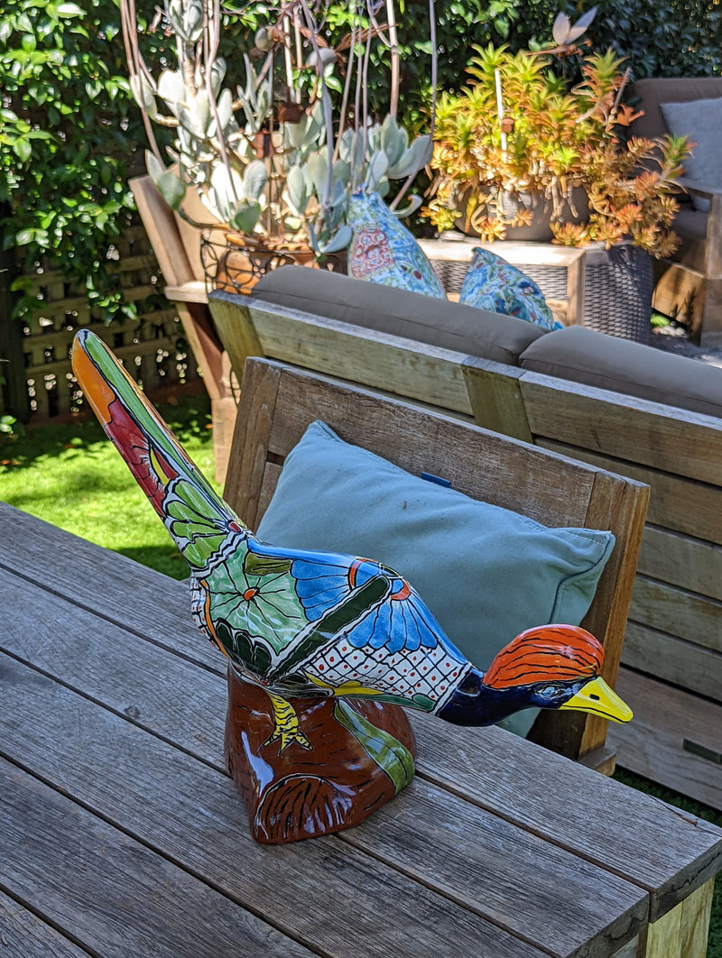 Roadrunner Garden Art, Outdoor Yard Decor, Home Decor or Patio Decor, Mexican Talavera Roadrunner Decoration for Your Home or Yard