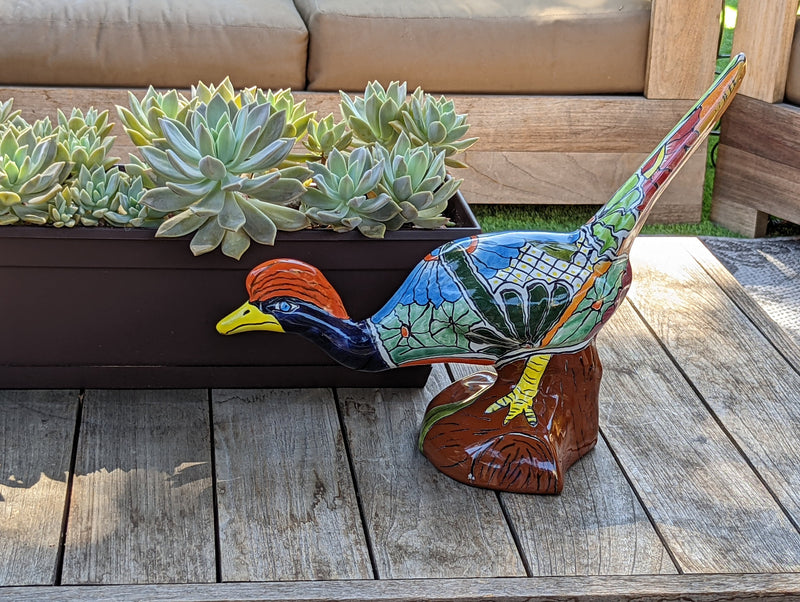 Roadrunner Garden Art, Outdoor Yard Decor, Home Decor or Patio Decor, Mexican Talavera Roadrunner Decoration for Your Home or Yard