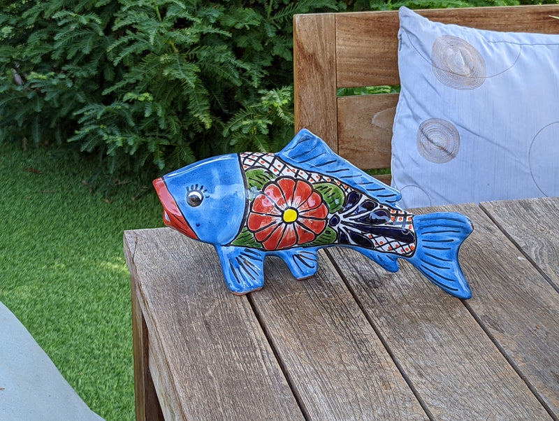 Ceramic Fish, Talavera Pottery, Handmade in Mexico, Fish Home Decor, Garden or Porch Decor, Yard Art, Unique Gift for Fish Lovers