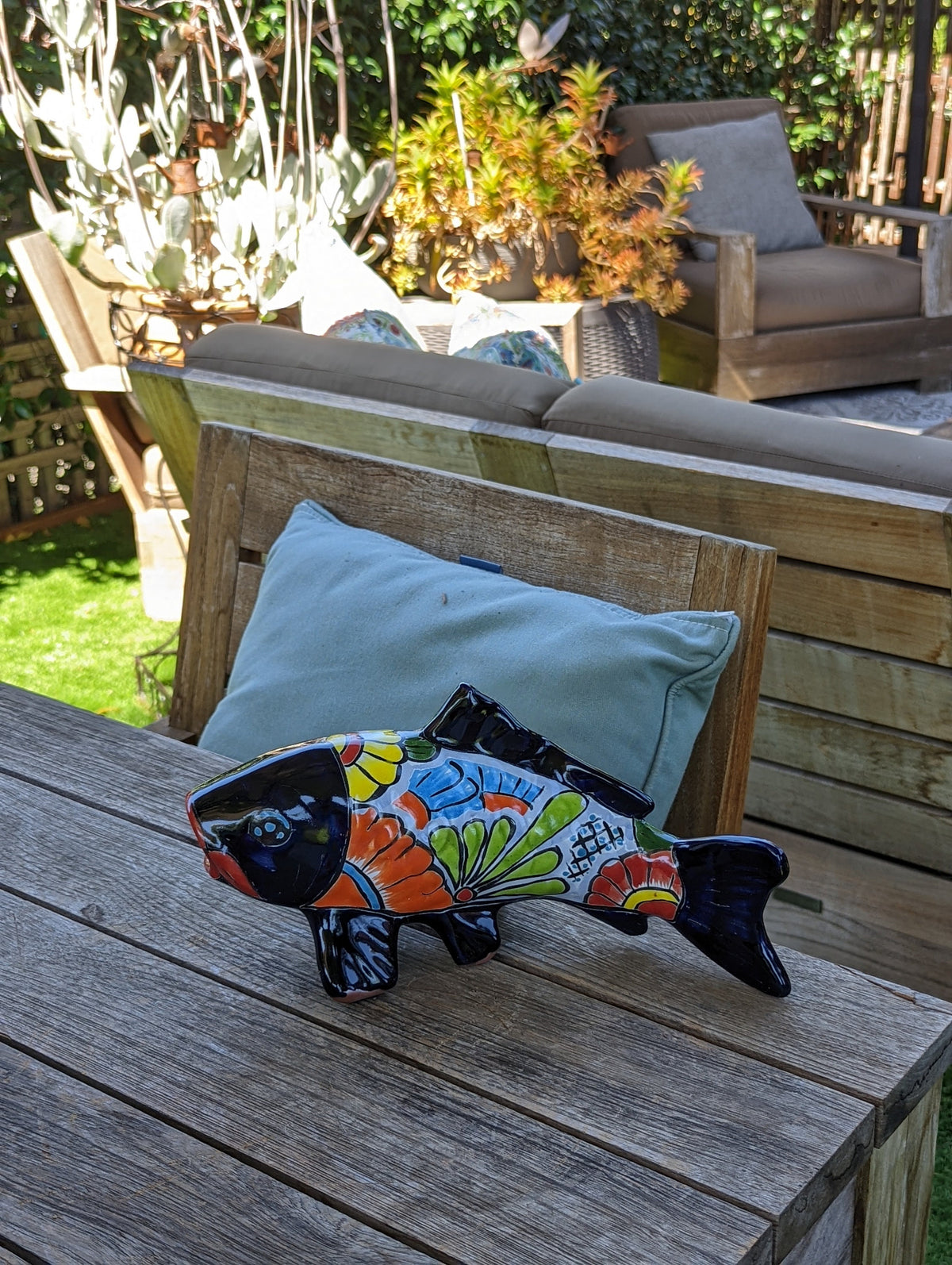 Ceramic Fish, Talavera Pottery, Handmade in Mexico, Fish Home Decor, Garden or Porch Decor, Yard Art, Unique Gift for Fish Lovers
