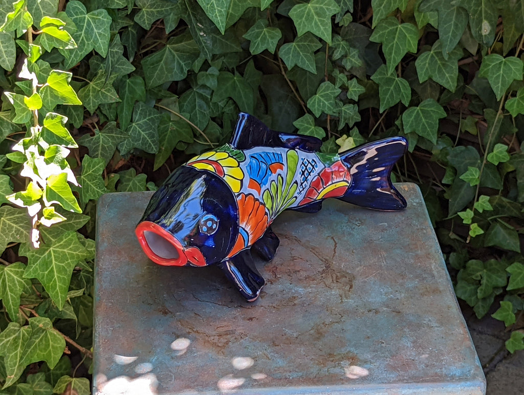 Ceramic Fish, Talavera Pottery, Handmade in Mexico, Fish Home Decor, Garden or Porch Decor, Yard Art, Unique Gift for Fish Lovers