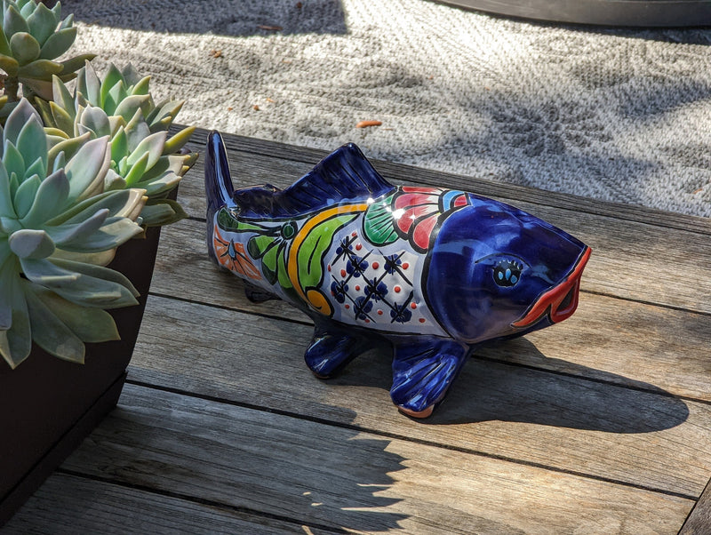 Ceramic Fish, Talavera Pottery, Handmade in Mexico, Fish Home Decor, Garden or Porch Decor, Yard Art, Unique Gift for Fish Lovers