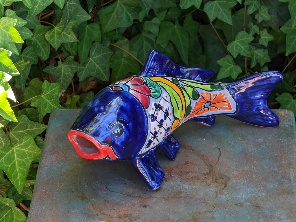 Ceramic Fish, Talavera Pottery, Handmade in Mexico, Fish Home Decor, Garden or Porch Decor, Yard Art, Unique Gift for Fish Lovers