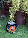 Colorful 10.5" Round Sunflower Planter, Talavera Ceramic Flower Pot, Handmade Pottery, Outdoor Garden Decor, Indoor Home Decor, Unique Gift