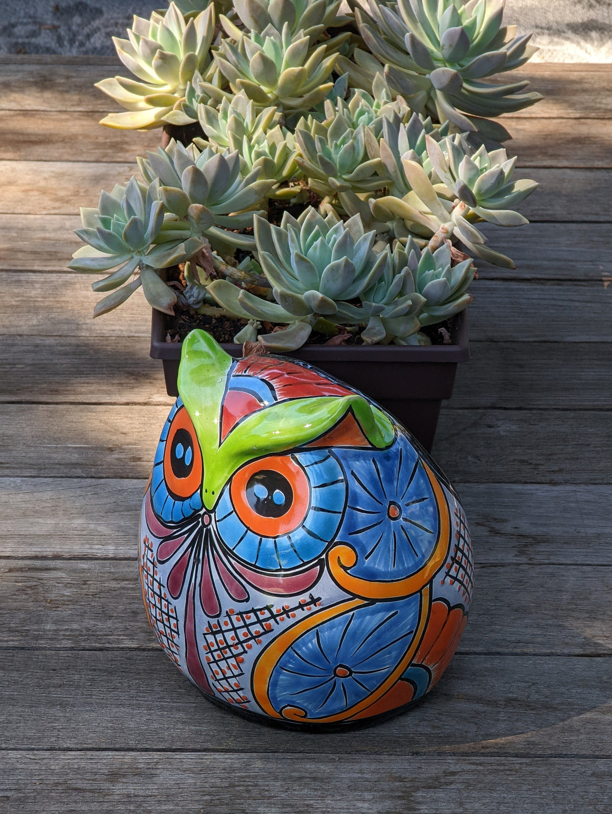 Owl Flower Pot, Ceramic Planter, Handmade Talavera Pottery, Outdoor Garden Decor, Indoor Planter Home Decor, Unique Gift for Birders
