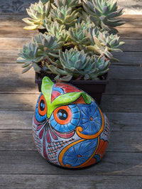 Owl Flower Pot, Ceramic Planter, Handmade Talavera Pottery, Outdoor Garden Decor, Indoor Planter Home Decor, Unique Gift for Birders