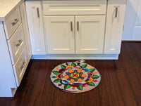 Mayan Art Textile Wall Hanging, Cool Hooked Rug, Vibrant Round Tapestry, Handmade Authentic Rug - Recycled Textiles by Maya Guatemalan Women