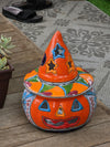 Pumpkin Halloween Decor, Indoor Halloween Party Decor or Outdoor Fall Garden Decor for Trick or Treat, Handmade Mexican Talavera Pottery