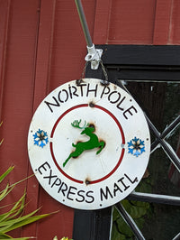 Holiday Decor Christmas Sign, Christmas Yard Art, Rustic Metal Outdoor Christmas Decoration, Country Christmas Farmhouse Decor, North Pole
