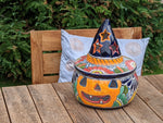 Pumpkin Halloween Decor, Indoor Halloween Party Decor or Outdoor Fall Garden Decor for Trick or Treat, Handmade Mexican Talavera Pottery