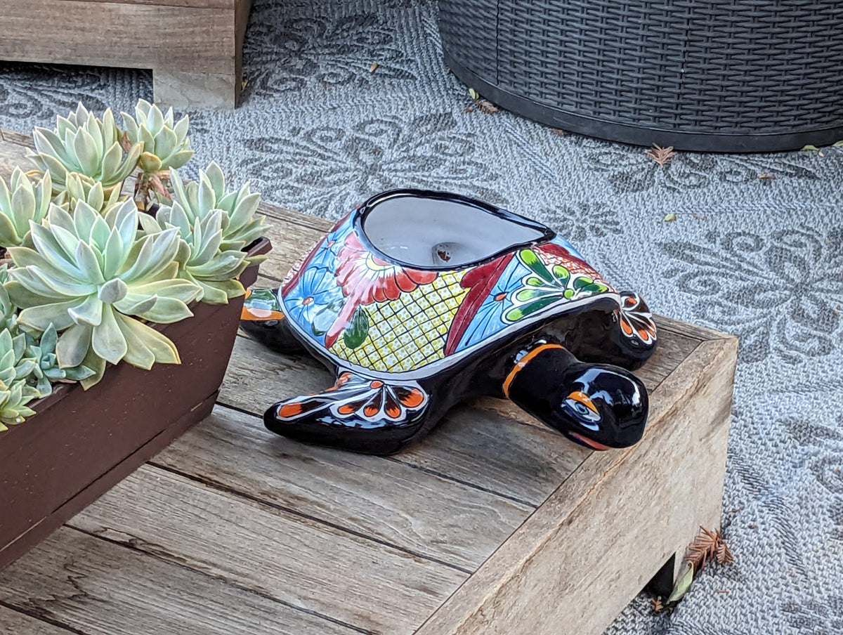 Mexican Turtle Planter, Planter Pot Outdoor Indoor, Talavera Pottery, Handmade Mexican Garden Decor, Yard Decor, Garden Planter, Home Decor