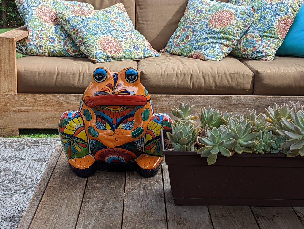 Frog Flower Pot, Colorful Ceramic Planter, Talavera Pottery, Indoor Outdoor Planter, Talavera Pot, Mexican Planter, Handmade Frog Pot, Large