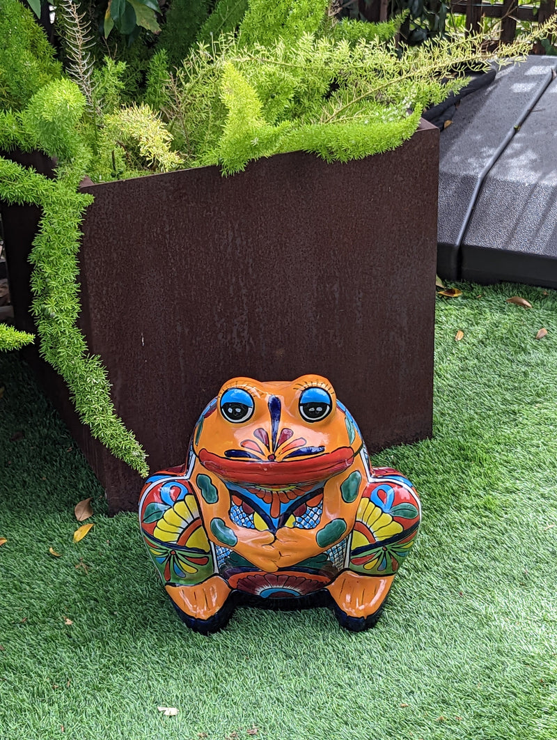 Frog Flower Pot, Colorful Ceramic Planter, Talavera Pottery, Indoor Outdoor Planter, Talavera Pot, Mexican Planter, Handmade Frog Pot, Large