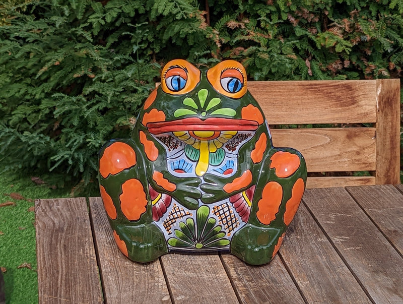 Frog Flower Pot, Colorful Ceramic Planter, Talavera Pottery, Indoor Outdoor Planter, Talavera Pot, Mexican Planter, Handmade Frog Pot, Large