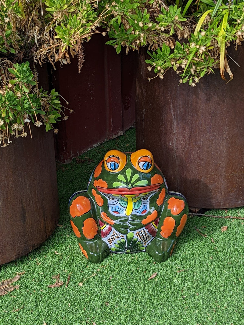 Frog Flower Pot, Colorful Ceramic Planter, Talavera Pottery, Indoor Outdoor Planter, Talavera Pot, Mexican Planter, Handmade Frog Pot, Large