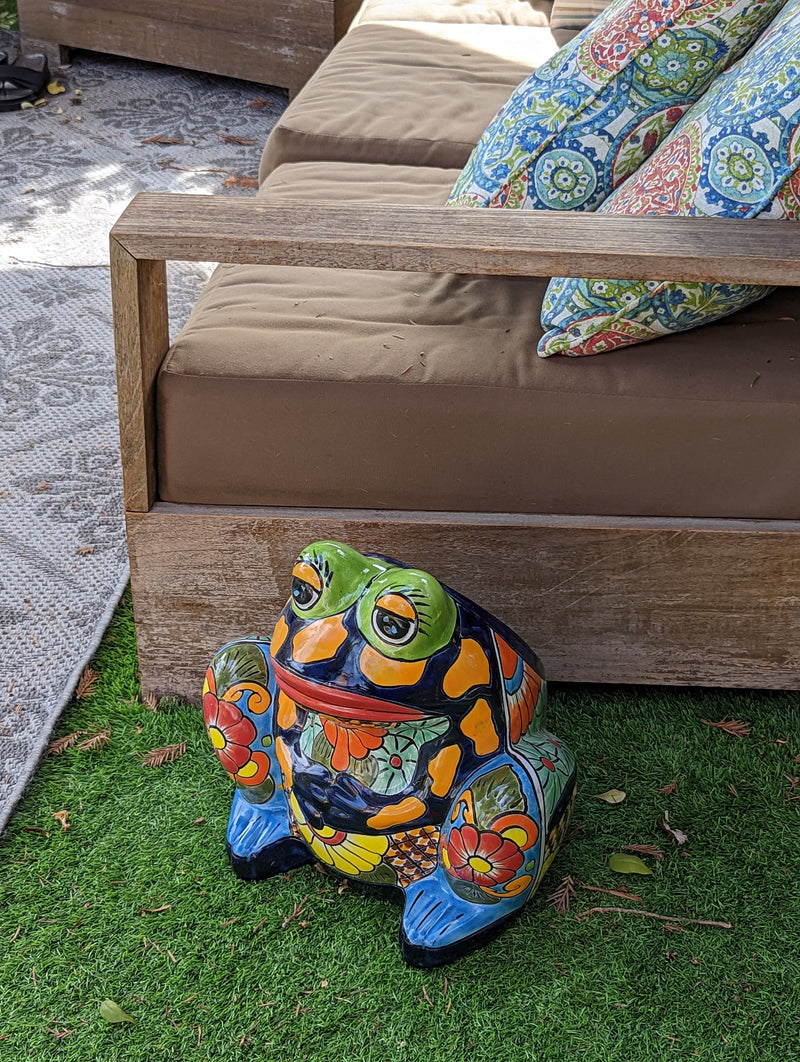 Frog Flower Pot, Colorful Ceramic Planter, Talavera Pottery, Indoor Outdoor Planter, Talavera Pot, Mexican Planter, Handmade Frog Pot, Large