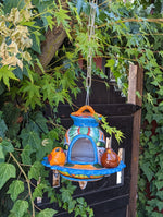 Ceramic Bird Feeder, Talavera Pottery, Decorative Outdoor Hanging Feeder Station w Chain, Handmade Mexican Pottery, Attract Wild Birds