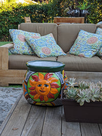 Colorful 11.5" Oval Mexican Sun Flower Planter, Talavera Planter, Handmade Ceramic Pot, Mexican Garden Decor, Outdoor Garden Pot