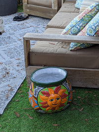 Colorful 11.5" Oval Mexican Sun Flower Planter, Talavera Planter, Handmade Ceramic Pot, Mexican Garden Decor, Outdoor Garden Pot