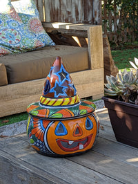 Pumpkin Halloween Talavera Pottery, Decorative Pumpkin, Handmade Mexican Talavera Art, Fall Garden Decor, Talavera Halloween Decor, Large