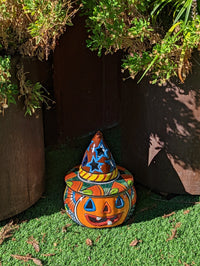 Pumpkin Halloween Talavera Pottery, Decorative Pumpkin, Handmade Mexican Talavera Art, Fall Garden Decor, Talavera Halloween Decor, Large