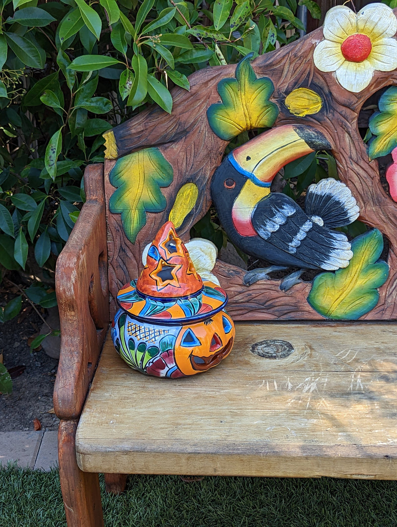 Pumpkin Halloween Talavera Pottery, Decorative Pumpkin, Handmade Mexican Talavera Art, Fall Garden Decor, Talavera Halloween Decor, Small