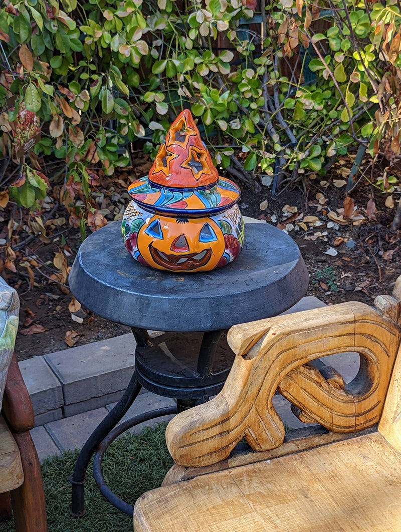 Pumpkin Halloween Talavera Pottery, Decorative Pumpkin, Handmade Mexican Talavera Art, Fall Garden Decor, Talavera Halloween Decor, Small