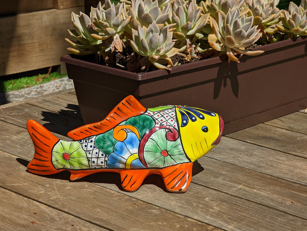 Ceramic Koi Fish, Talavera Pottery, Handmade in Mexico, Fish Figurine Home or Garden Decor, Ceramic Fish Decor, Gift for Fish Lovers